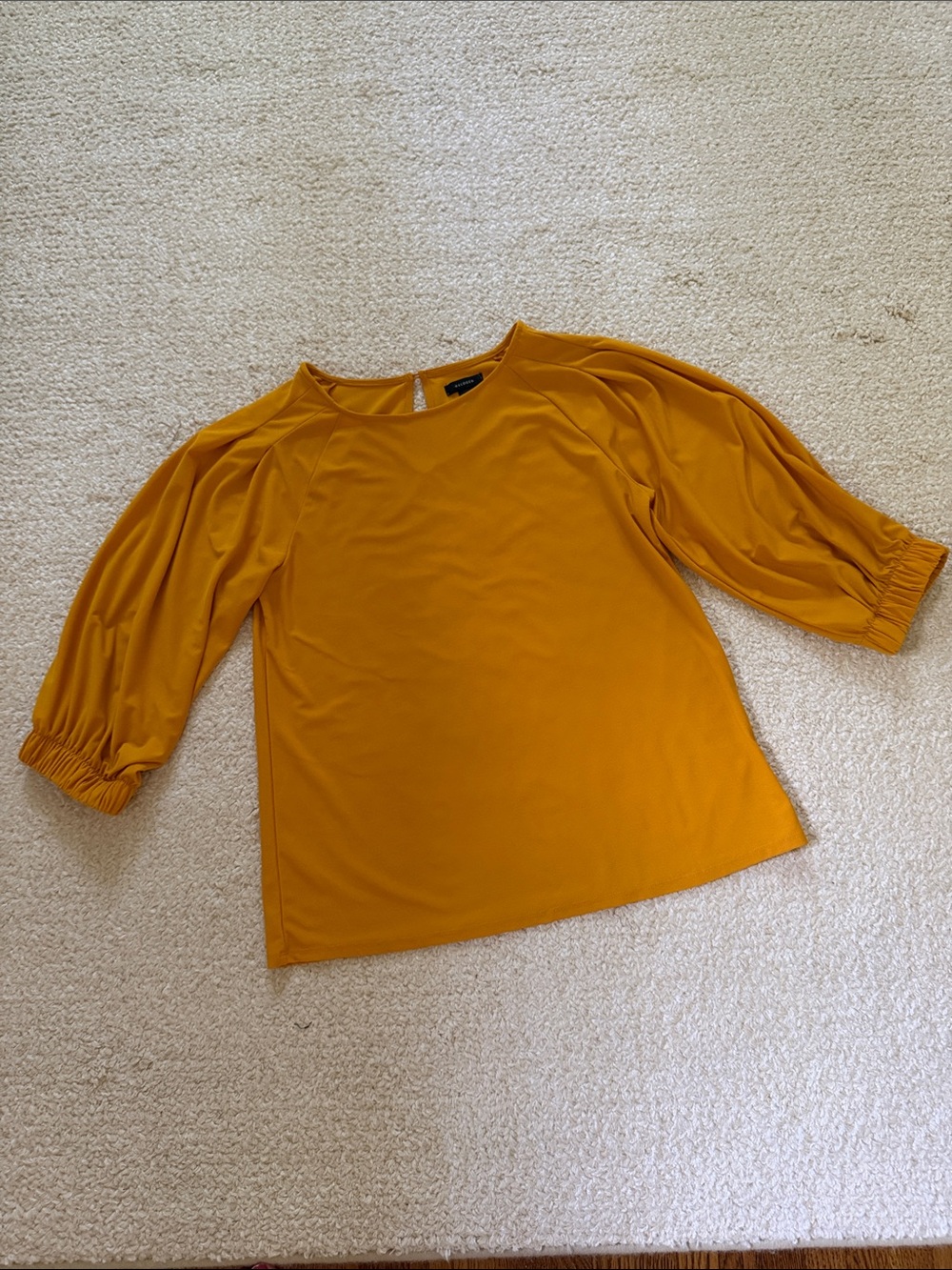 Halogen Mustard Yellow Blouson Sleeve Women's Top